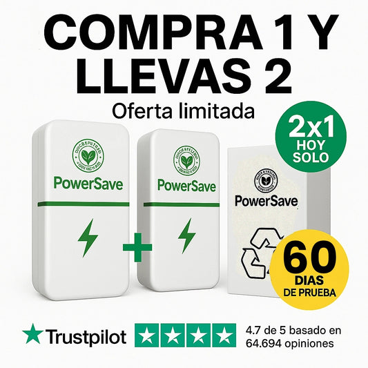 1 + 1 GRATIS | PowerSAVE™ - Elimina los picos de tensión y ahorra en la factura de la luz. *No tienes que hacer mantenimiento.