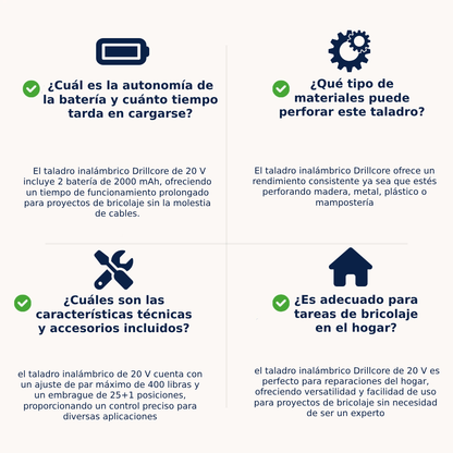 DrillCore 2x™ - El primer taladro inalámbrico con autonomía para taladrar un estadio entero. Incluye 2 baterías y maletín con complementos. (+Envío GRATIS).